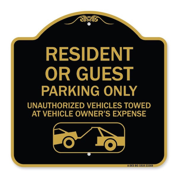 Signmission Parking Restriction Resident or Guest Parking Only Unauthorized Vehicles Towed at Own, BG-1818-23369 A-DES-BG-1818-23369 - main